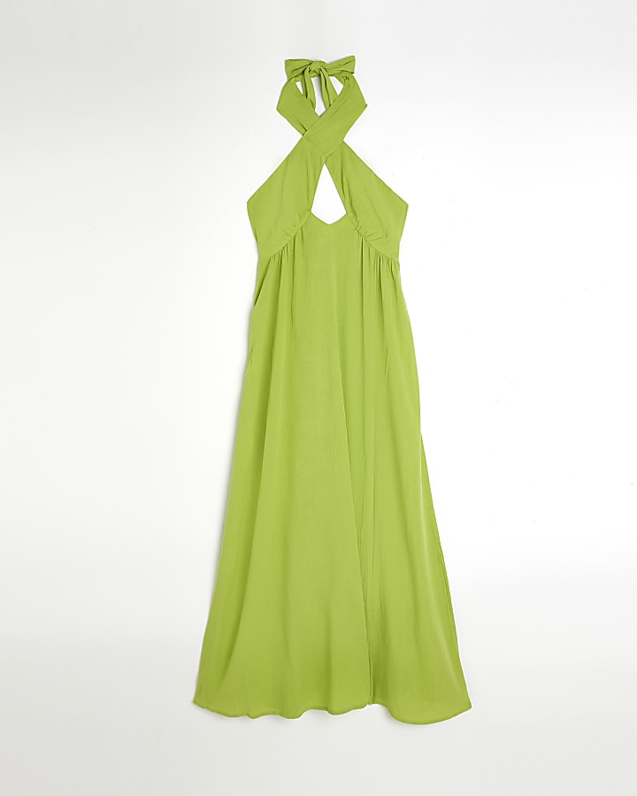 Lime halterneck maxi dress