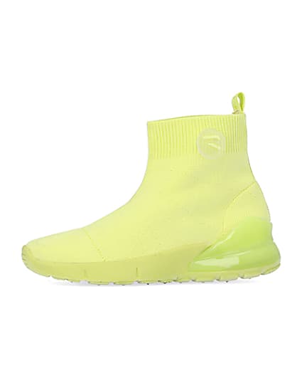 360 degree animation of product Lime knitted high top trainers frame-2