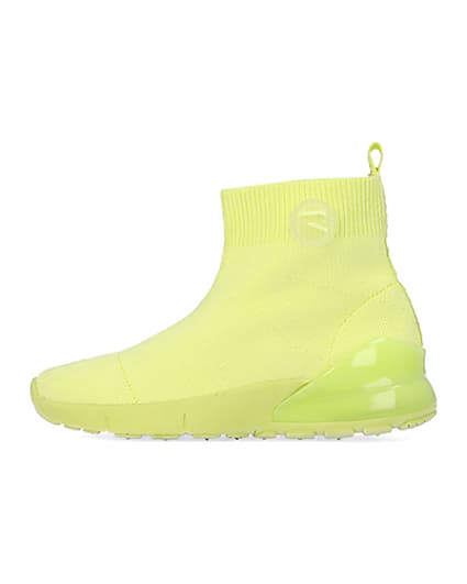 360 degree animation of product Lime knitted high top trainers frame-3