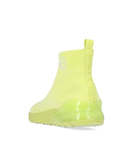 360 degree animation of product Lime knitted high top trainers frame-7