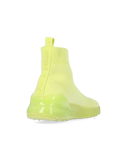 360 degree animation of product Lime knitted high top trainers frame-11