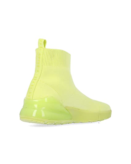 360 degree animation of product Lime knitted high top trainers frame-12