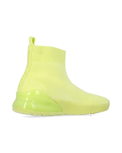 360 degree animation of product Lime knitted high top trainers frame-13