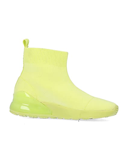 360 degree animation of product Lime knitted high top trainers frame-16