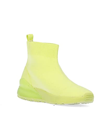 360 degree animation of product Lime knitted high top trainers frame-18