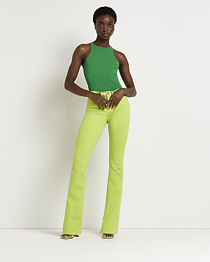Lime mid rise flared jeans