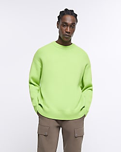 Lime oversized fit knitted jumper