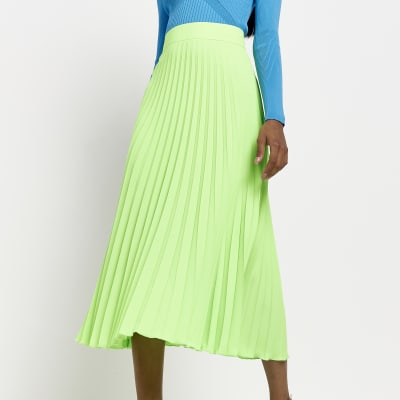 NATHAN PLEAT MIDI IN LIME