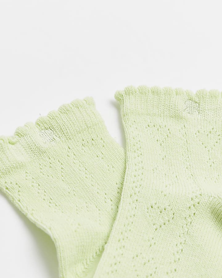 Lime pointelle socks