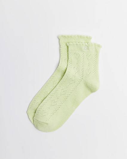 Lime pointelle socks