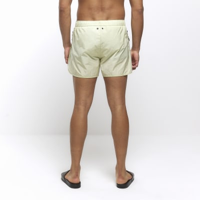 Lime regular fit iridescent swim shorts