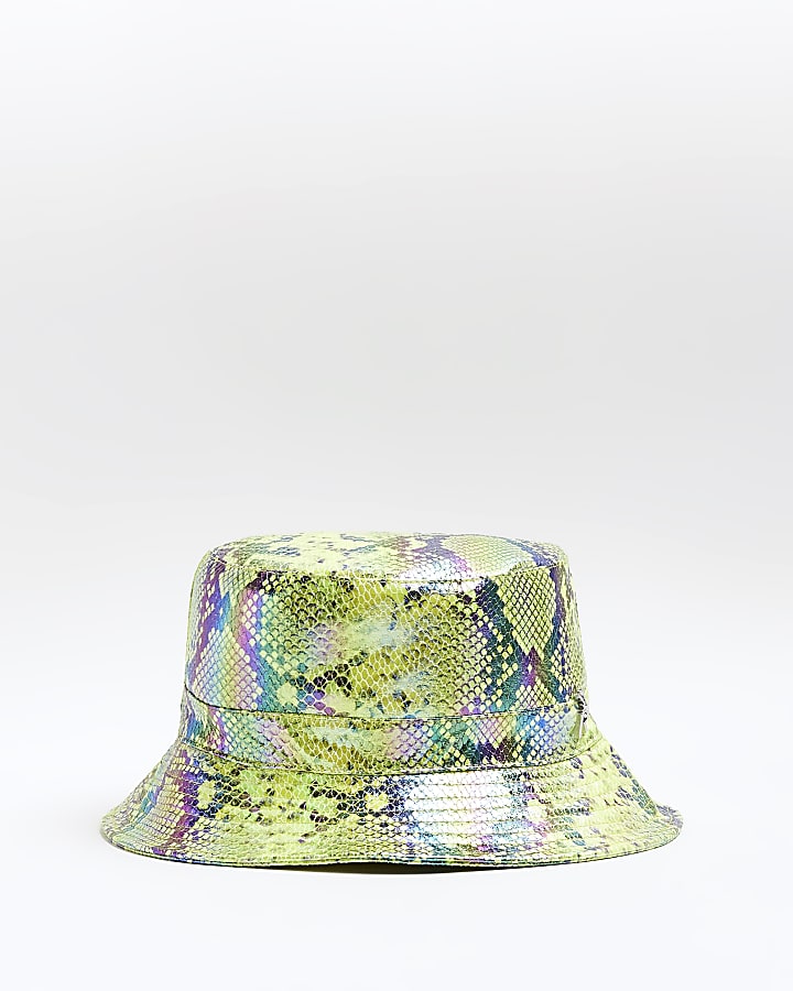 Lime snake print bucket hat