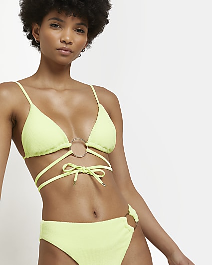 Lime triangle bikini top