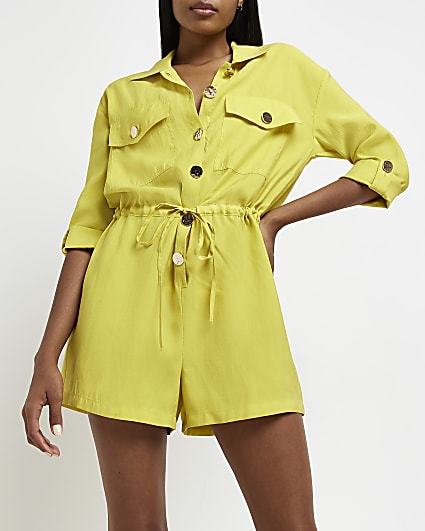 Lime utility playsuit