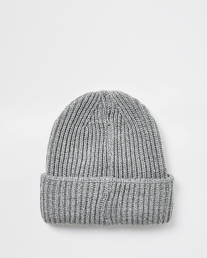 Maison grey knitted fisherman beanie hat