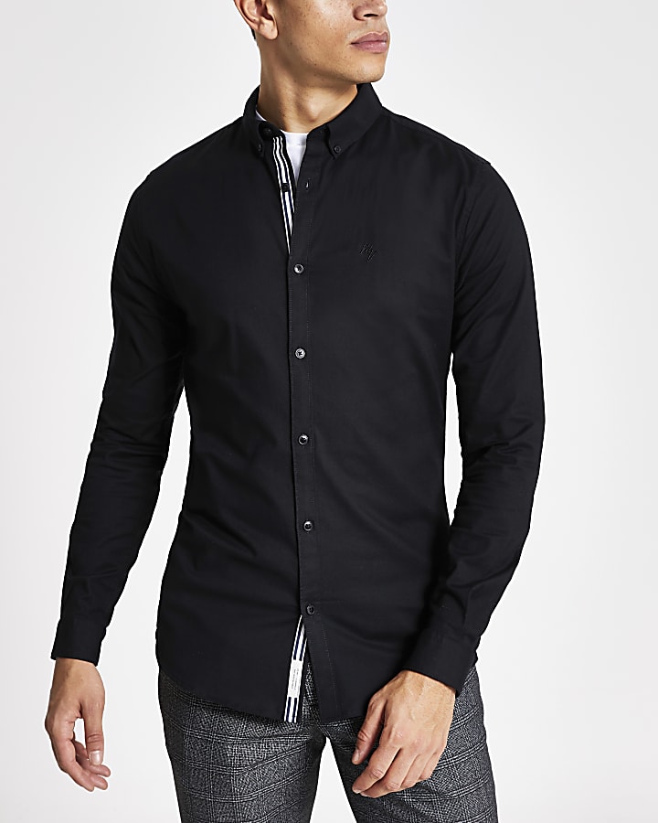 Maison Riveria Black long sleeve Oxford shirt