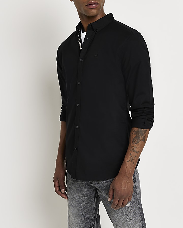 Maison Riviera black long sleeve Oxford shirt