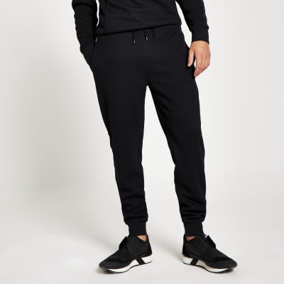 black ribbed joggers