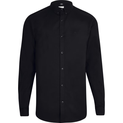 black slim fit oxford shirt