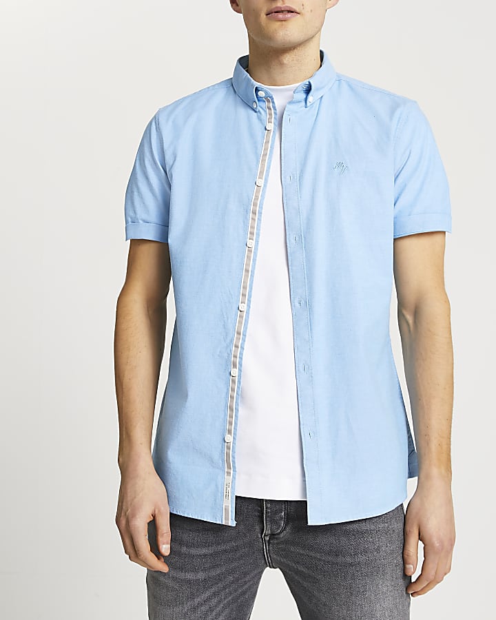 Maison Riviera blue short sleeve oxford shirt