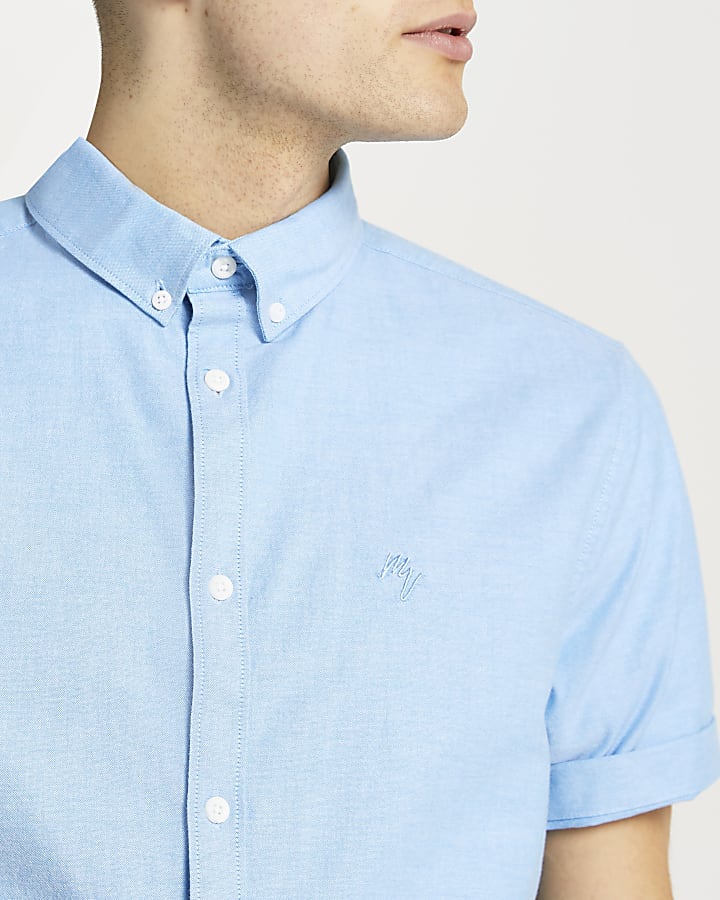 Maison Riviera blue short sleeve oxford shirt