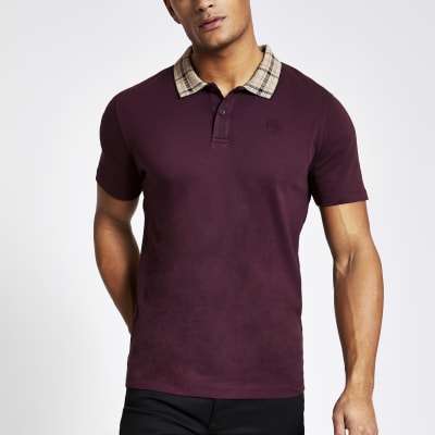 burgundy polo shirt