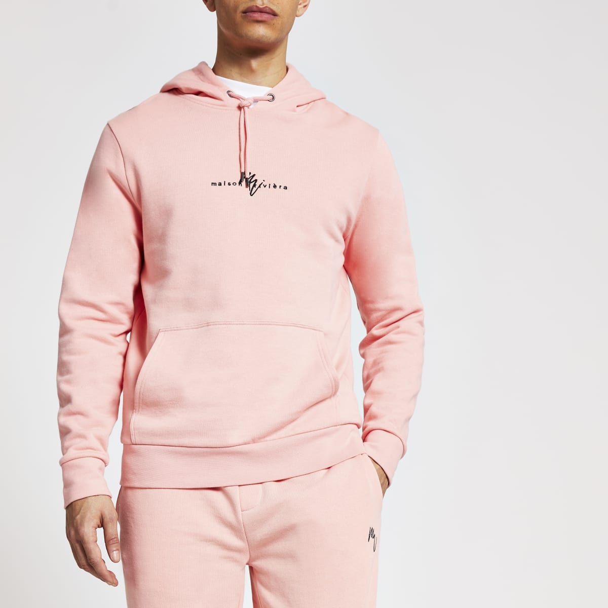 Maison Riviera coral slim fit hoodie