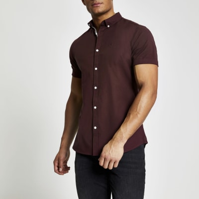 red slim fit shirt