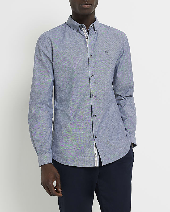 Maison Riviera grey long sleeve Oxford shirt