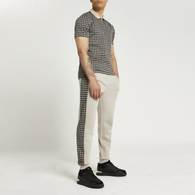 mens grey check joggers