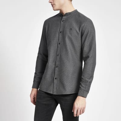 slim fit grandad shirt