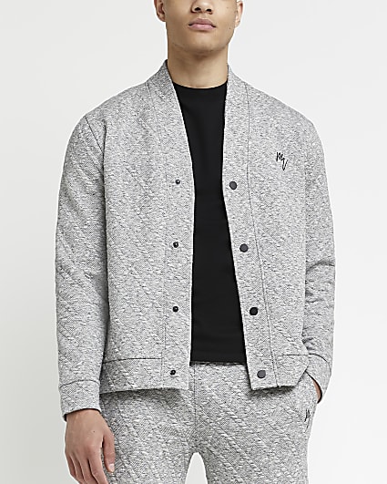Maison Riviera grey slim fit quilted cardigan