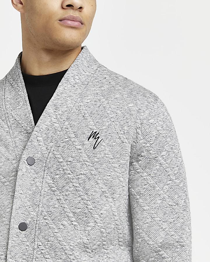 Maison Riviera grey slim fit quilted cardigan