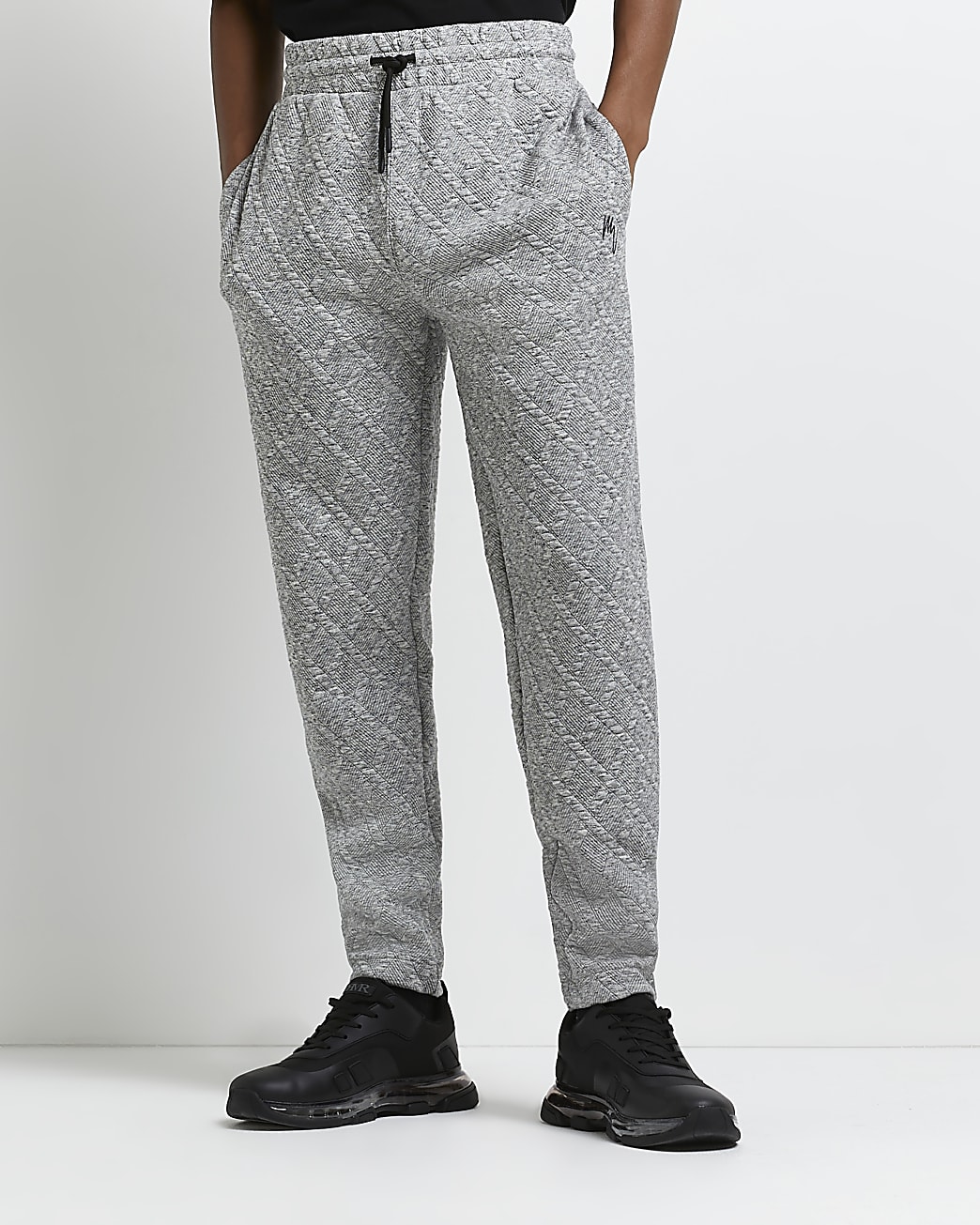 Maison Riviera grey slim fit quilted joggers