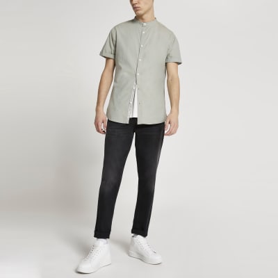 slim fit grandad shirt