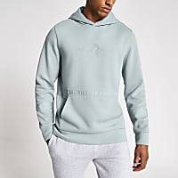 Maison Riviera light blue slim fit hoodie