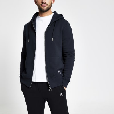 slim fit zipper hoodie