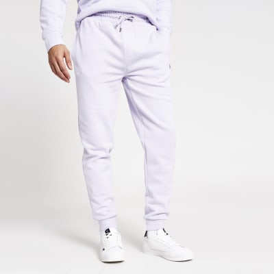 purple and white joggers