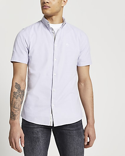 Maison Riviera purple slim short sleeve shirt