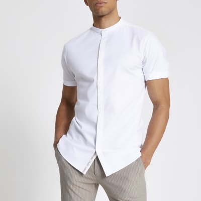 white slim fit grandad shirt