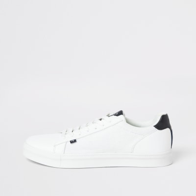 white lace up trainers