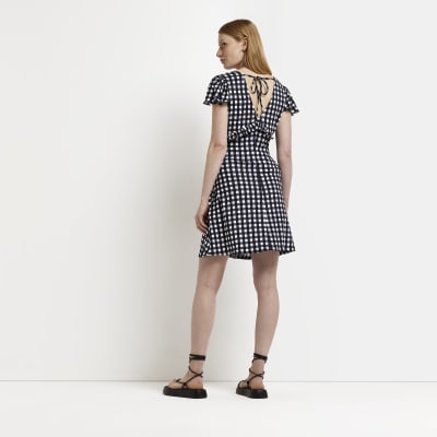 Maternity black frill mini dress