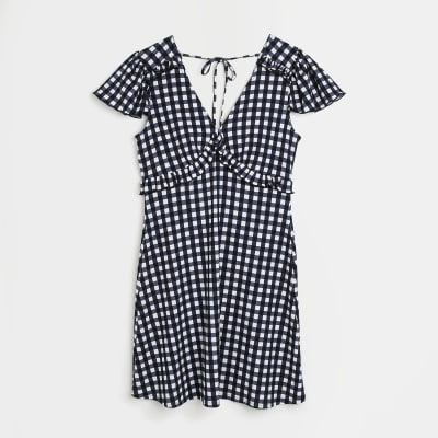 Maternity black frill mini dress