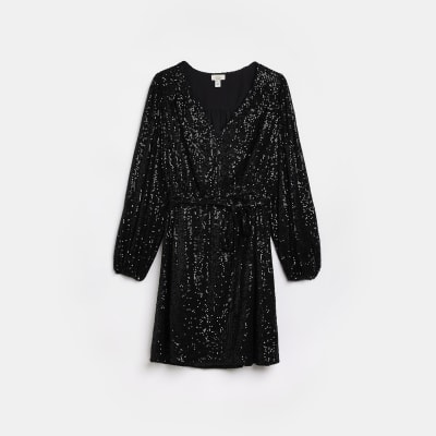 Maternity black sequin mini dress | River Island