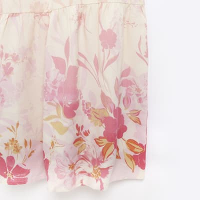 Maternity pink front wrap floral maxi Dress