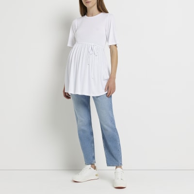Maternity white tie detail t-shirt