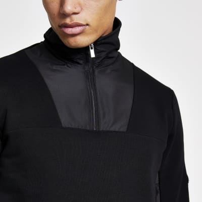 black funnel neck sweatshirt