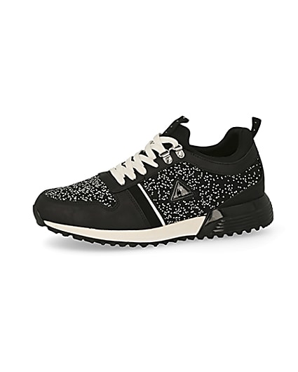 360 degree animation of product MCMLX black knitted lace-up trainers frame-2