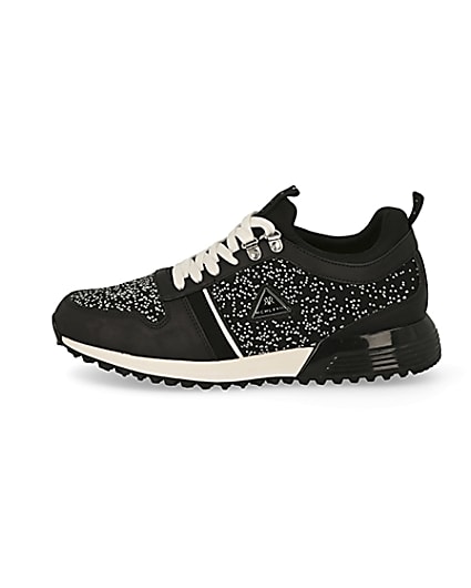 360 degree animation of product MCMLX black knitted lace-up trainers frame-3