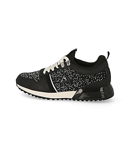 360 degree animation of product MCMLX black knitted lace-up trainers frame-4